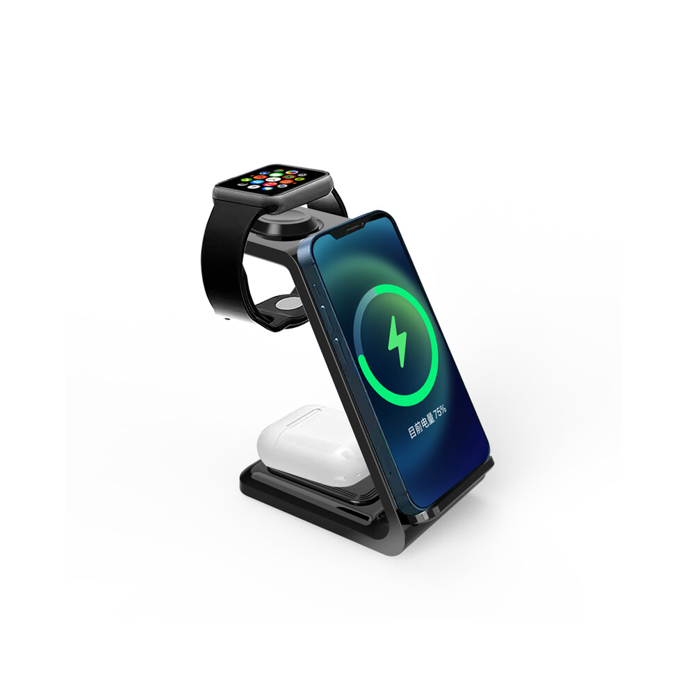 (Black) 30W 3 In 1 Wireless Charging Stand Fast Charging Docking Station For Iphone 14 13 12 11 X Xr Black 9319708978513
