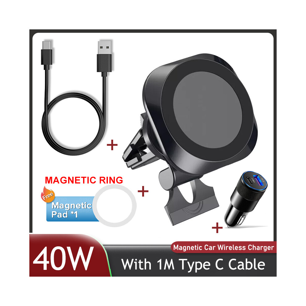 (Wiheqc3.0 Car Charger) 40W Magnetic Wireless Car Charger Car Fast Charging Station Macsafe Iphone 14 9319708980004