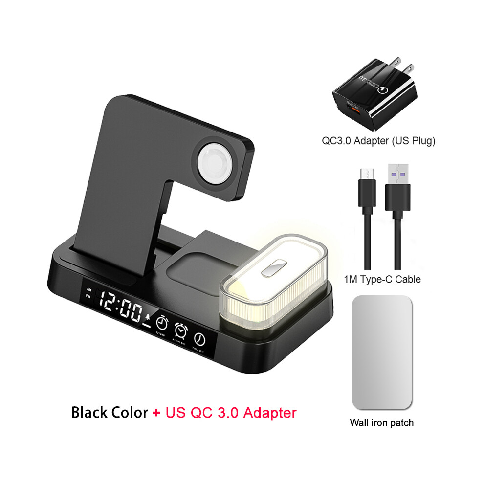 ( Us Plug) Wireless Chargers For Iphone 30W 3 In 1 Wireless Charging Stand For Apple Watch Fast Black 9319708980516