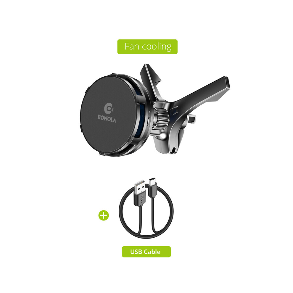 (Black)Magnetic Wireless Car Charger Radiator Mount 15W Wireless Fast Charging For Universal Black 9319708980721