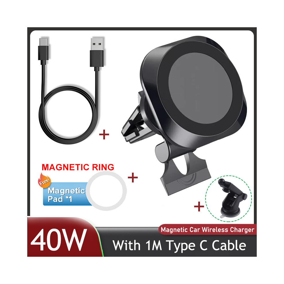(Wihe Sucker) 40W Magnetic Wireless Car Charger Car Quick Charging Station Macsafe Iphone 14 13 12 Pro 9319708980011