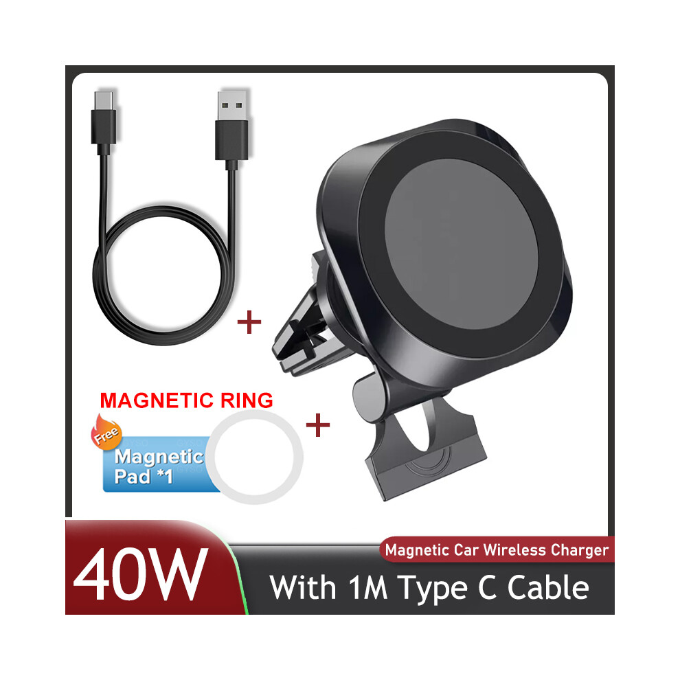 (Wihe Cable) 40W Magnetic Wireless Car Charger Car Fast Charging Station Macsafe Iphone 14 13 12 Pro 9319708980028
