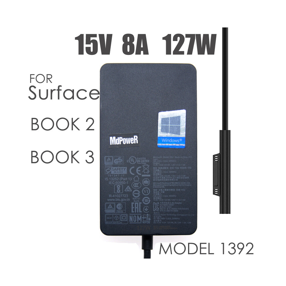(Without Ac Cable ) 127W 15V 8A Charger For Microsoft Surface Laptop Surface Book 3 2 2 Surface Black 9319708983685