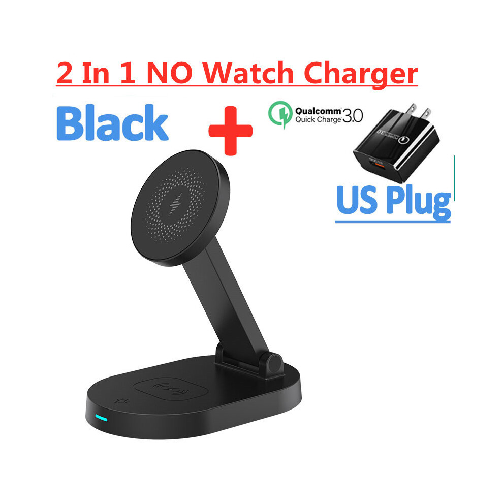(2 in 1 Black US Plug)30W 3 in 1 Magnetic Wireless Charging Stand Macsafe iPhone 12 13 14 Mini Pro-image-OPC-PH7Y877-NEW
