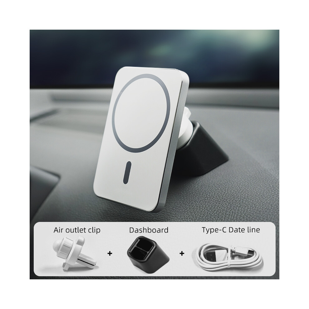 White (White) 15W Car Magnetic Wireless Charger For Iphone 13 12 14 Pro Max Wireless Car Charger Phone Holder