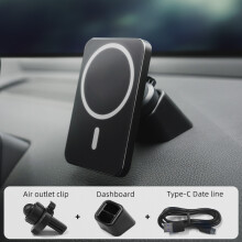 (Negro) Cargador inalámbrico magnético automático de 15 W para iPhone 13, 12, 14 Pro Max, soporte para