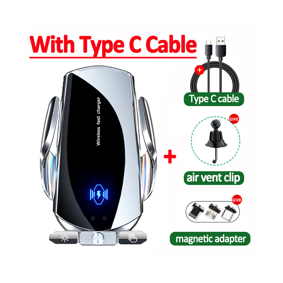 (Cable With ) 20W Fast Wireless Car Charger For Samsung Galaxy Note 20 Note 10 Note 9 S22 S21 Silver 9319708984934