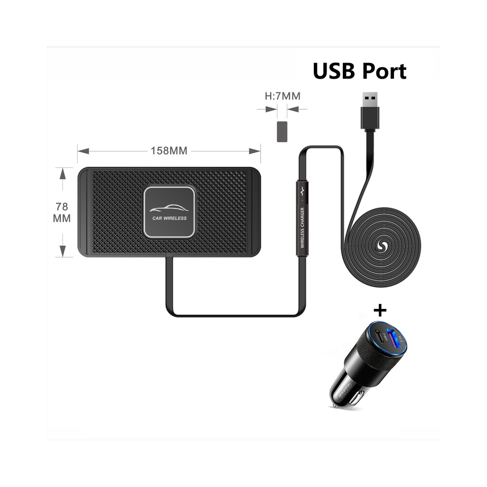 (USB port and car plug) 15W wireless car charger for iPhone 14 13 12 11 Pro XS Max X XR 8 Xiaomi Samsung-image-OPC-PH7Y8CR-NEW