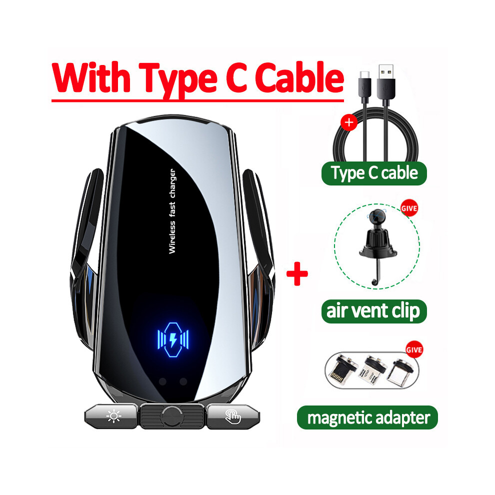 (With Cable) 20W Fast Wireless Car Charger For Samsung Galaxy Note 20 Note 10 Note 9 S22 S21 S20 Black 9319708984927