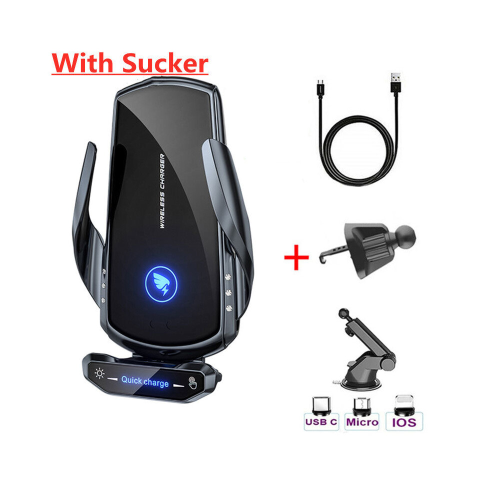( With Sucker) 15W Wireless Car Charger For Iphone 12 13 14 Pro Max Xiaomi Mi 12 11 Samsung S10 Black 9319708986372