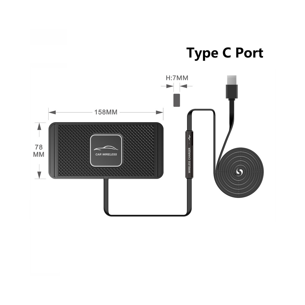 (Type-C Port) 15W Wireless Car Charger For Iphone 14 13 12 11 Pro Xs Max X Xr 8 Xiaomi Samsung S10 9319708985016