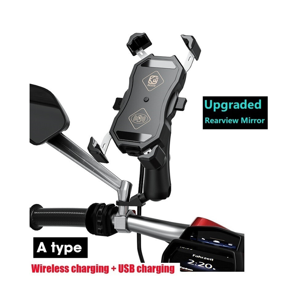 (Wireless Mirror) 2022 Upgraded Motorcycle Phone Holder 15W Wireless Charger Usb Qc3.0 Quick Charge 9319708989014