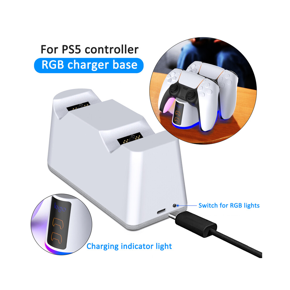 (Rgb) For Ps5 Type-C Dualsense Charging Station Dual Charging Dock Charging Stand For Playstation 5 9319708990270