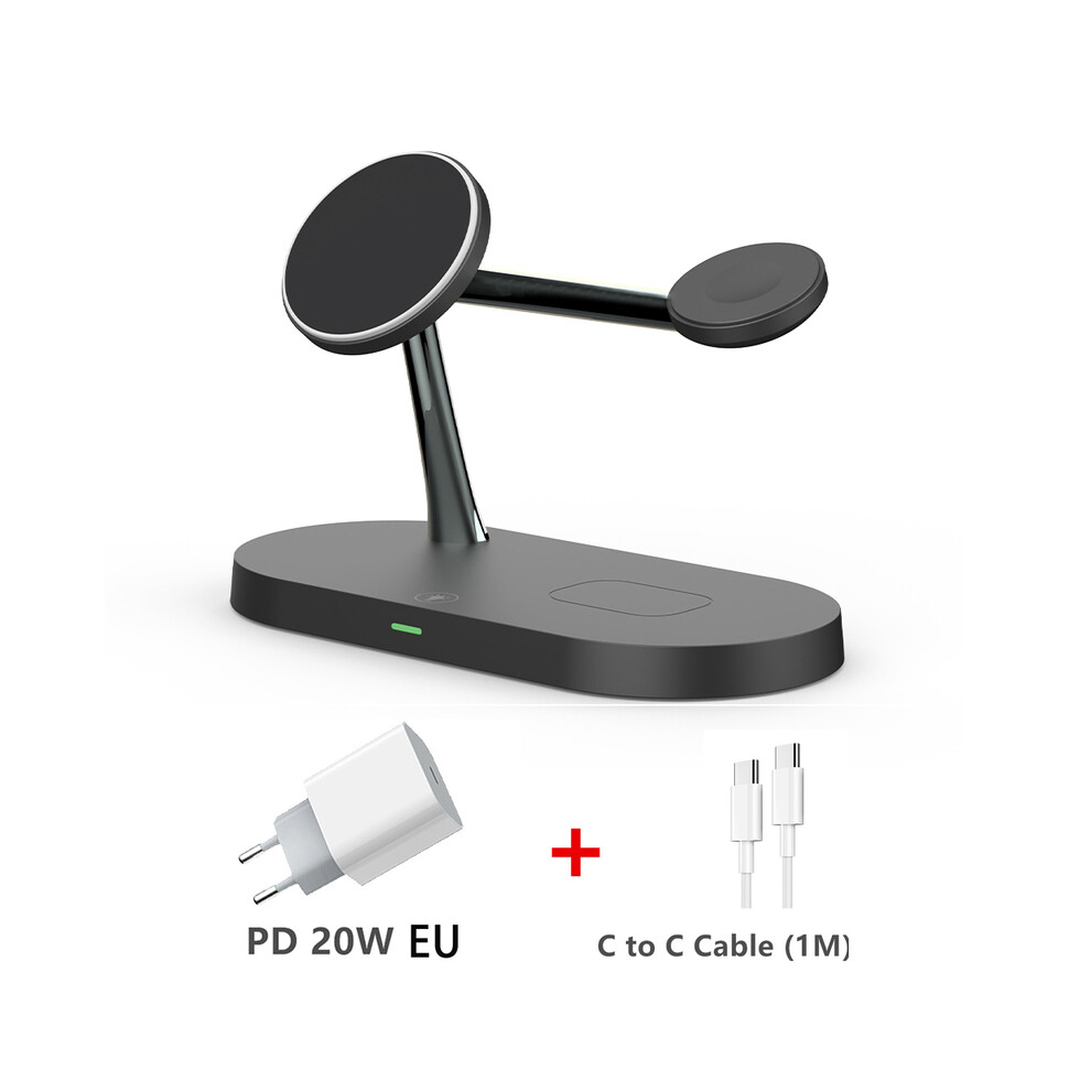 ( With Eu Plug)3 In 1 Wireless Charging Stand Iphone 12 13 14 Magsafe Charger Airpods Pro 2 3 Black 9319708990492
