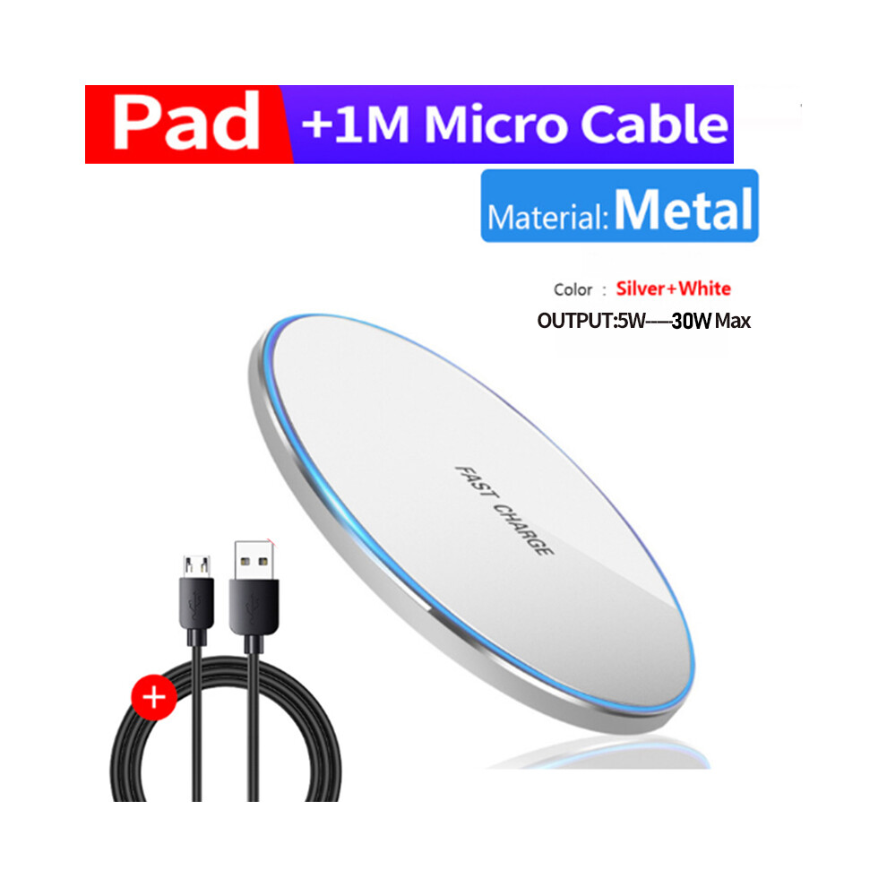(Metal 100W ) Wireless Fast Charging Pad For Samsung Note Huawei Xiaomi 100W With Wireless Charger Silver 9319708990775