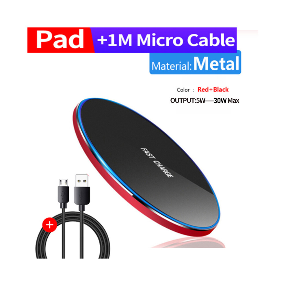 (Metal 100W ) Wireless Fast Charging Pad For Samsung Note Huawei Xiaomi 100W With Wireless Charger Red 9319708990751