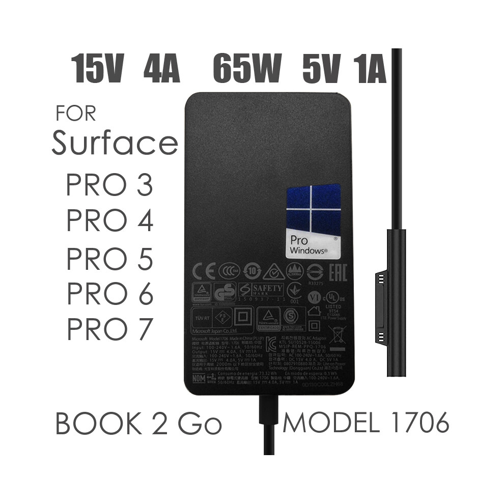 (Usblack) New 15V 4A 65W For Microsoft Surface Book Pro3 Pro4 Pro 5 Pro 6 Pro7 Power Supply 1706 Charger 9319708991468