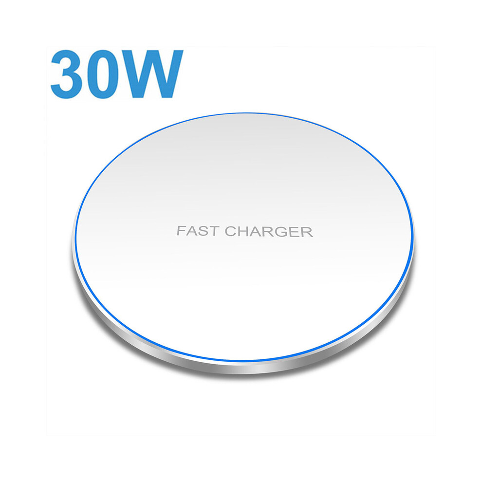 (30W ) Wireless Fast Charger Iphone 14 13 12 Pro Max 11 Xs Xr X 8 Usb C 30W Fast Induction Charging White 9319708991598
