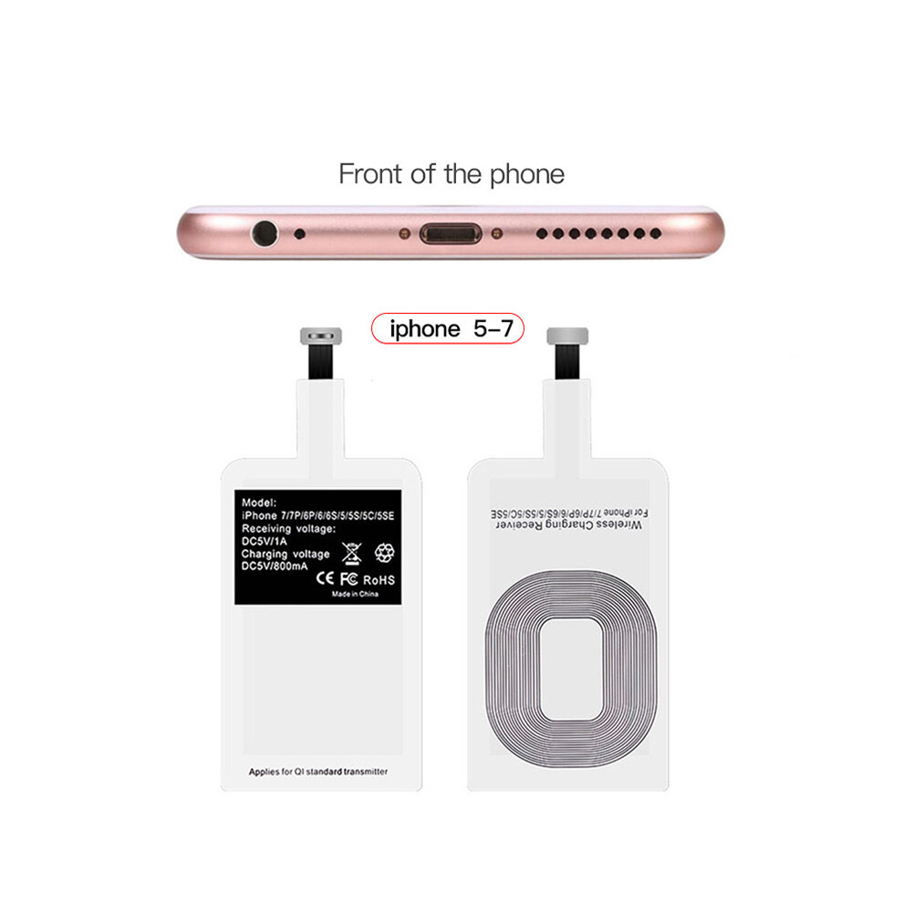 (For Iphone) Qi Wireless Charger Receiver Support Micro Usb Type C Fast Wireless Charging Adapter 9319708992052
