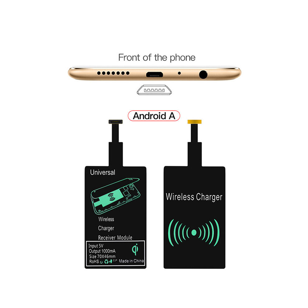 (For Type A) Qi Wireless Charging Receiver Support Micro Usb Type C Fast Wireless Charging Adapter 9319708992069