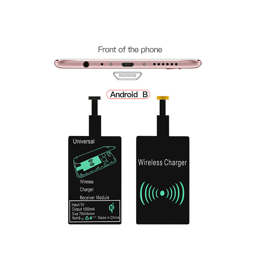 (For Type B) Qi Wireless Charger Receiver Support Micro Usb Type C Fast Wireless Charging Adapter 9319708992045