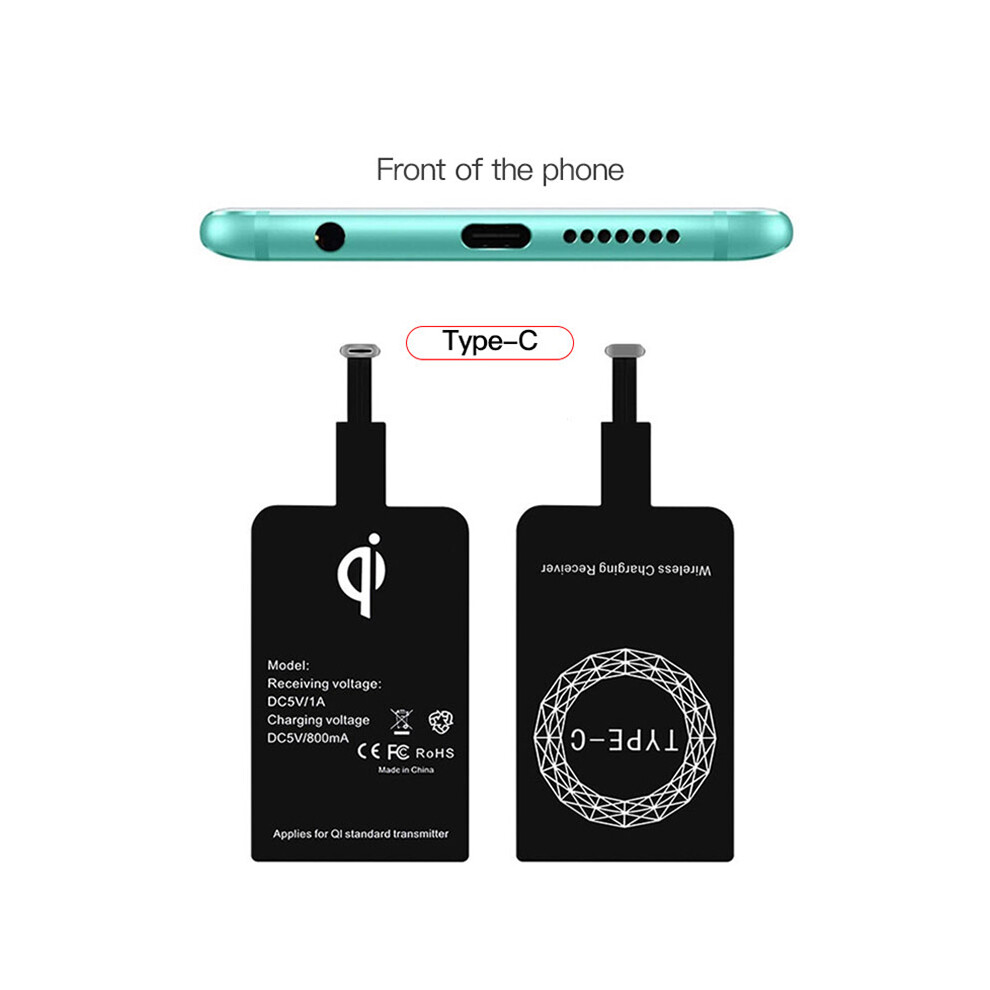 (For Type C) Qi Wireless Charger Receiver Support Micro Usb Type C Fast Wireless Charging Adapter 9319708992076
