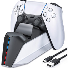 (White) Quick charger for Sony PlayStation5 wireless controllers USB Type-C Dual Charging Cradle Dock
