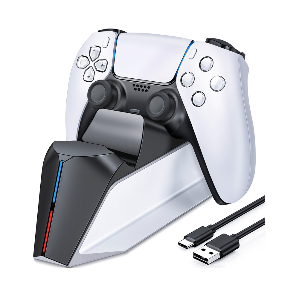 (White) Quick charger for Sony PlayStation5 wireless controllers USB Type-C Dual Charging Cradle Dock-image-OPC-PH7Y9N6-NEW