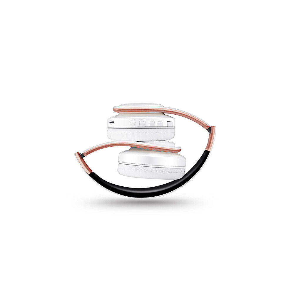 (Rose White) Colors Wireless Bluetooth Headphones Stereo Headphones Music Headphones With Earbuds Gold/White 9319708993554