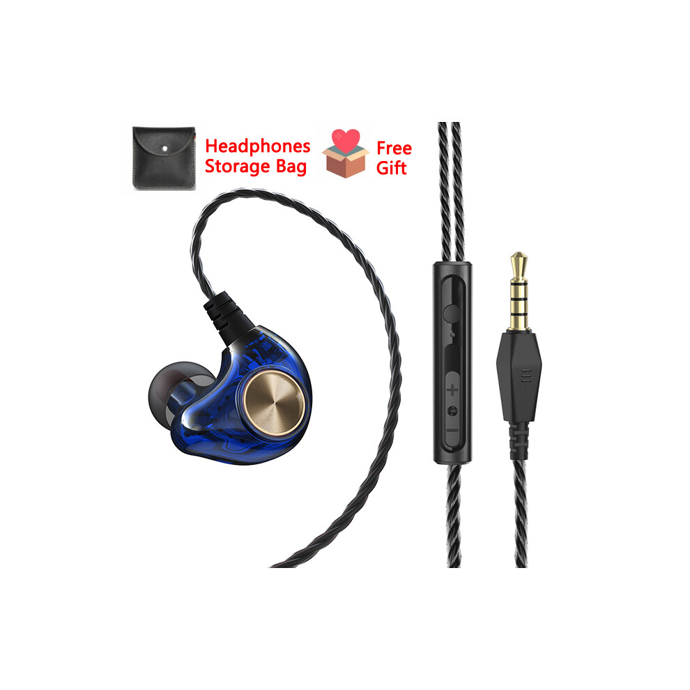 (Blue)Extra Bass Headphone Wired Headphone 3.5Mm Headphone With Microphone Noodles Style Blue 9319708993820