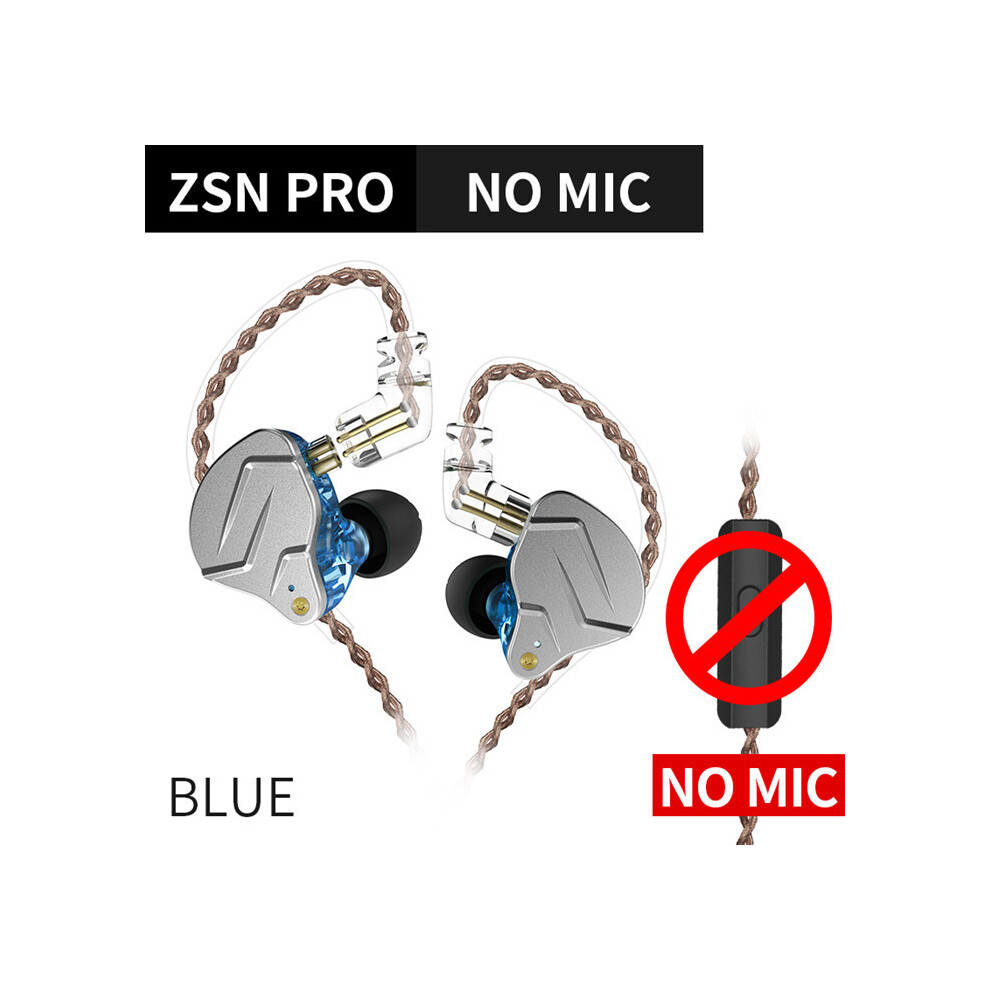 (Zsnpro No Microphone)Kz Zsn Pro 1Ba+1Dd Hybrid Technology Hifi Bass In-Ear Headphones Metallic Blue 9319708994056