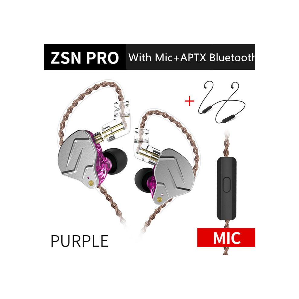 (Purplemicbluetooth)Kz Zsn Pro 1Ba+1Dd Hybrid Technology Hifi Bass Earbuds Metal Earbuds 9319708994148