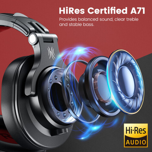 (Red)Oneodio A71 Wired Earphones with Microphone Studio DJ Headphone Professional Display 2