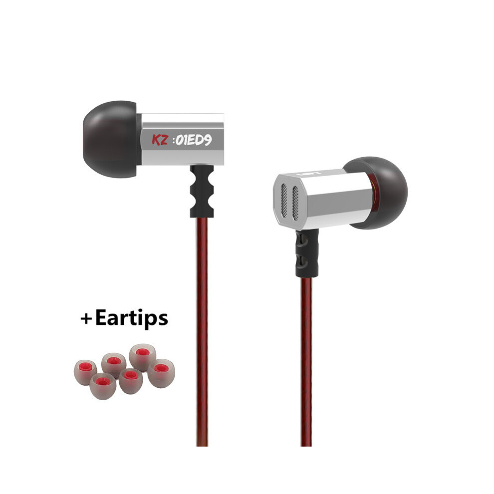 ( No Microphone Et)Kz Ed9 Nozzles Headphone Heavy Bass Music Headset Fever Hifi Silver 9319708994353
