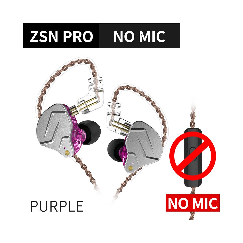 ( Without Microphone)Kz Zsn Pro 1Ba 1Dd Hybrid In Ear Earphone Hifi Dj Running Sport Earphone Purple 9319708995060