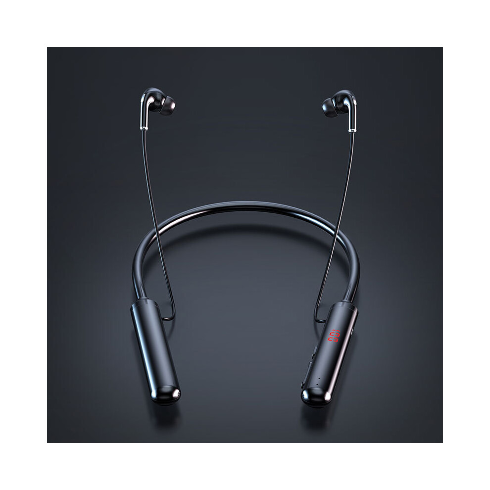 (Black) 60 Hours Durability Bluetooth Headphone Stereo Bass Wireless Headphone Neckband Power Black 9319708994865