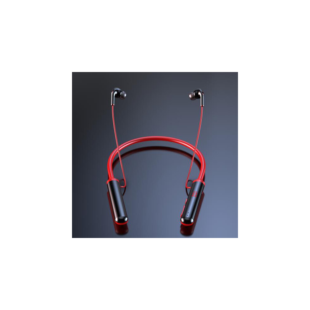 (Red) 60 Hours Durability Bluetooth Headphone Stereo Bass Wireless Headphone Neckband Power Red 9319708994872