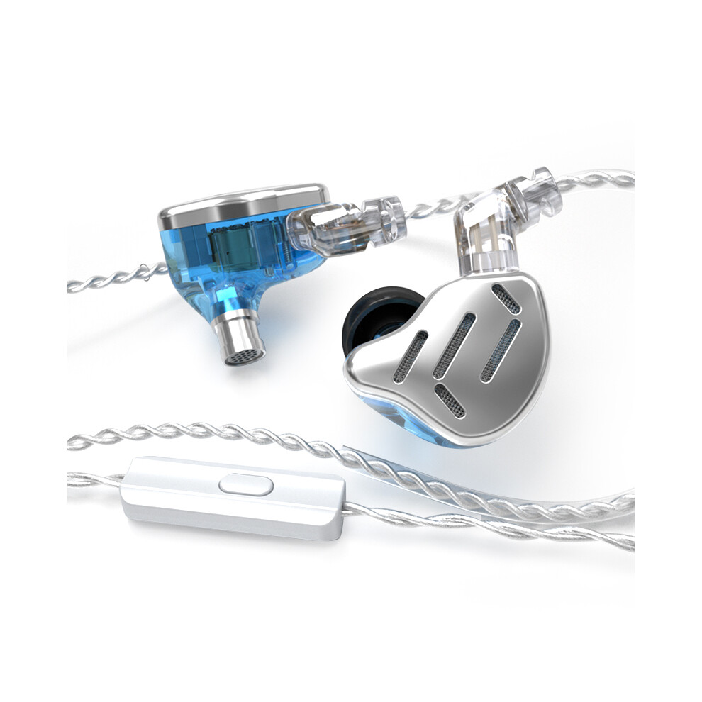( With Microphone)Kz Zax 1Dd 7Ba Hybrid Earphones 16 Driver Unit Headphone Hifi Dj Display Silver 9319708994988