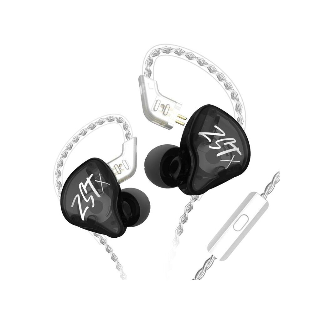 ( With Microphone)Kz Zstx 1Dd+1Ba Hybrid Driver Earphone Noise Canceling Headset Microphone Black 9319708995374
