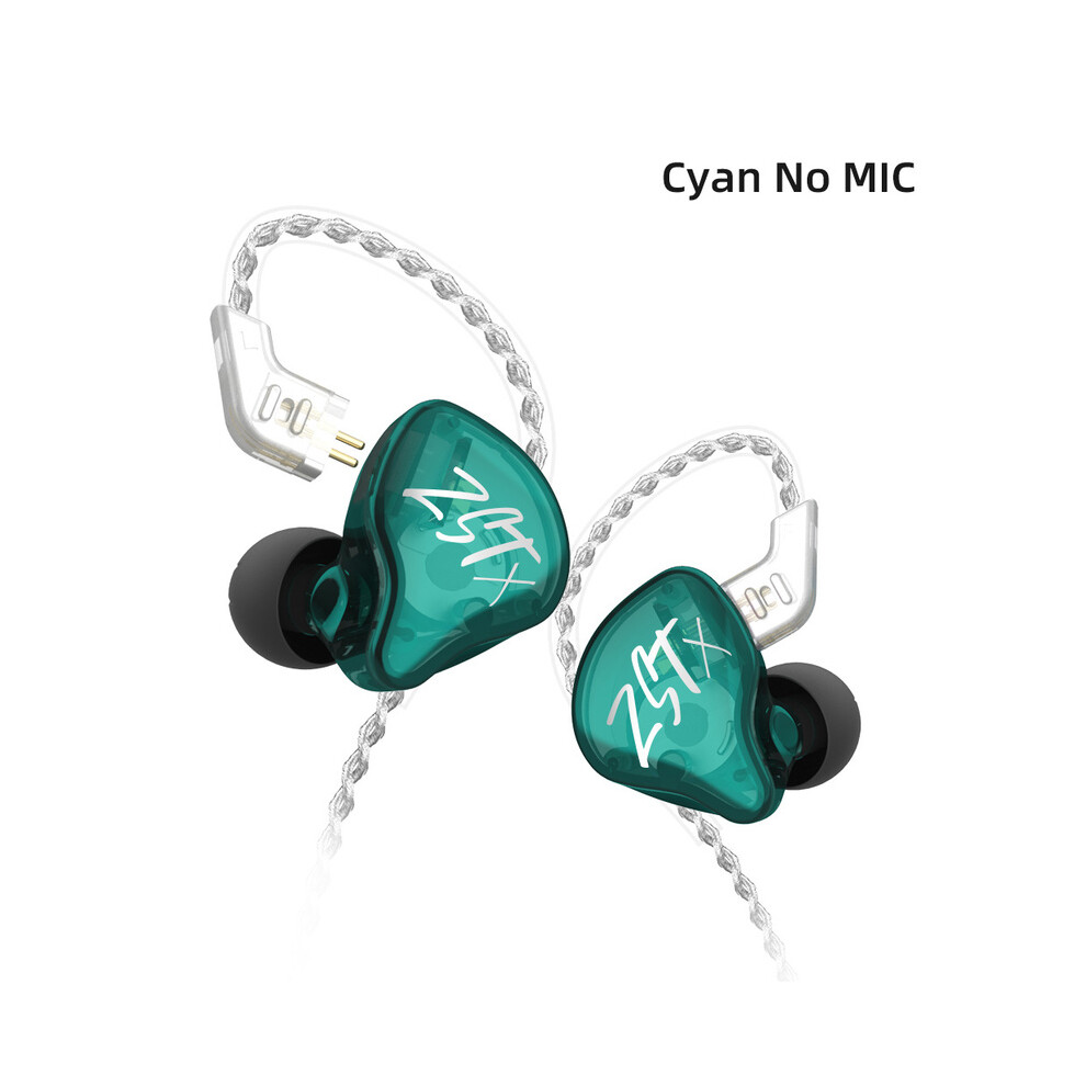 ( No Microphone)Kz Zstx 1Dd+1Ba Hybrid Driver Earphone Noise Canceling Headset Microphone Cyan 9319708995404