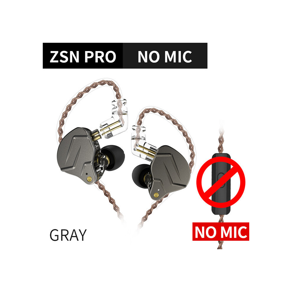 (Zsnpro No Microphone)Kz Zsn Pro 1Ba+1Dd Hybrid Technology Hifi Bass In-Ear Headphones Metallic Gray 9319708994070