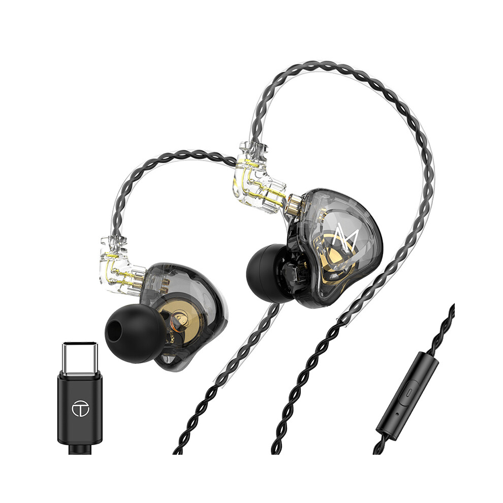 ( Type C Microphone)Trn Mt1 Hi-Fi 1Dd Dynamic In-Ear Headphone Station Hifi Bass Metal Monitor Black 9319708995466
