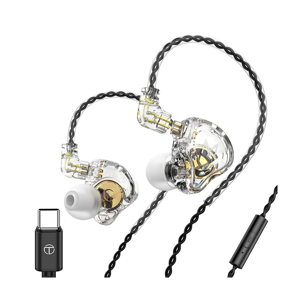 ( Type C Microphone)Trn Mt1 Hi-Fi 1Dd Dynamic In-Ear Headphone Station Hifi Bass Metal Monitor White 9319708995527