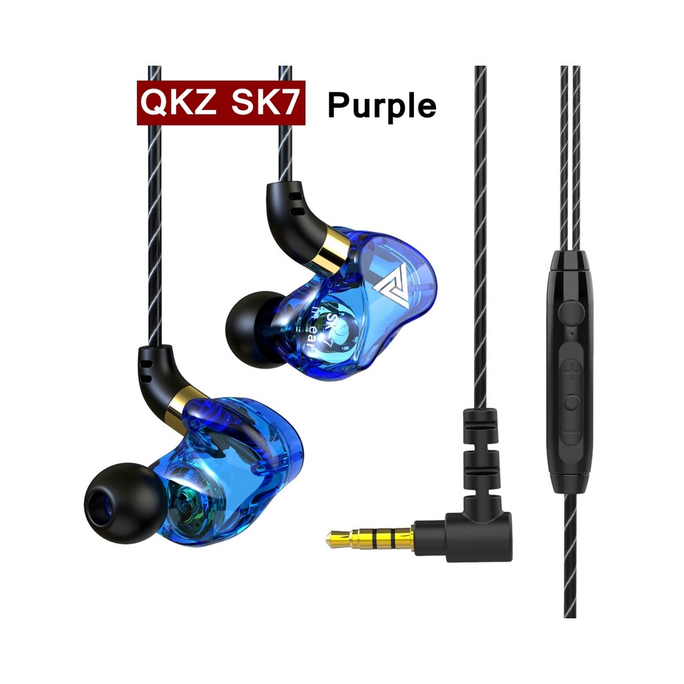 (Sk7 )Qkz Ak6 Sk7 Copper Driver Hifi Wired Headphone Mic Sport Running Headphone Bass Purple 9319708995794