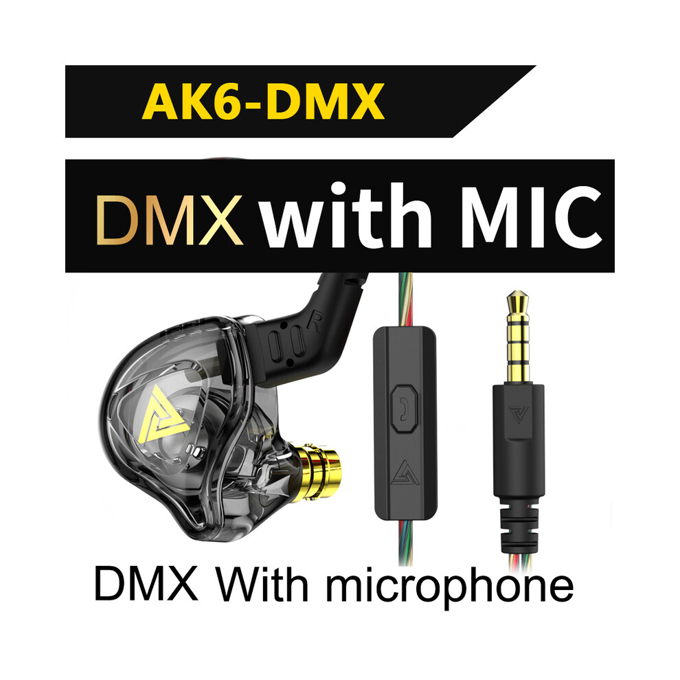 (Ak6-Dmx )Qkz Ak6 Sk7 Copper Driver Hifi Wired Headphone Mic Sport Running Headphone Bass Black 9319708995831