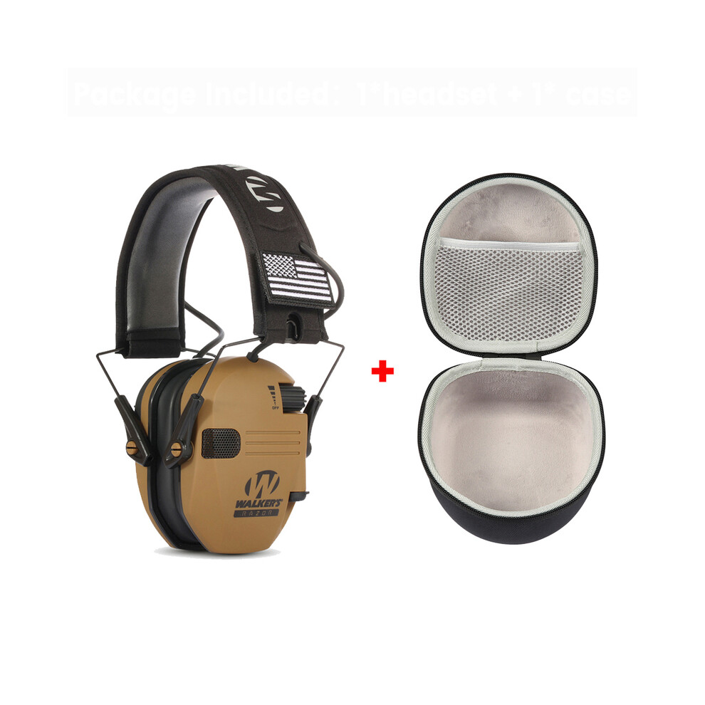 (Desert With Case)Electronic Shooting Earmuffs Tactical Headphones Earmuffs Noise 9319708997217