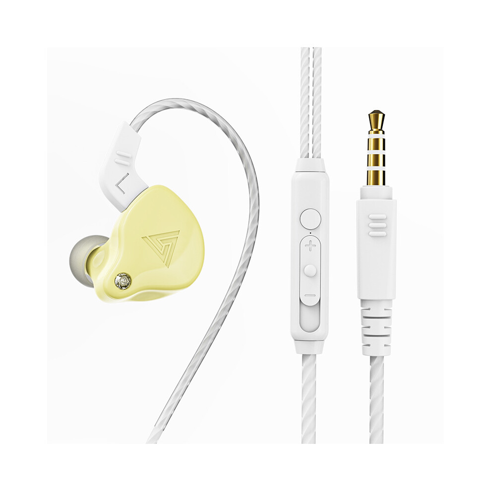 (Macaron )Qkz Ak6 Copper Driver Hifi Wired Headphone Ps4 Sports Gaming Headset Bass Yellow 9319708997477