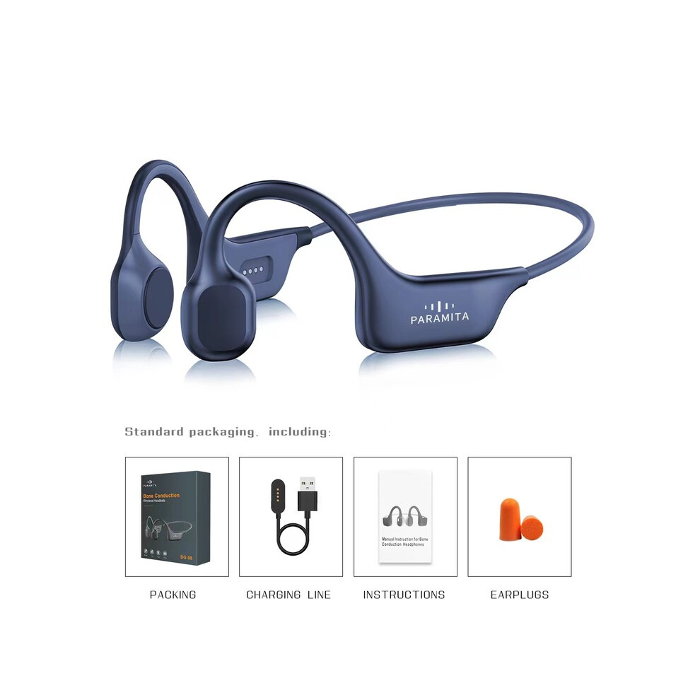 (Dg08 )Real Bone Conduction Headphone Wireless Tooth Headphone Waterproof Sports Headphone Blue 9319708998245