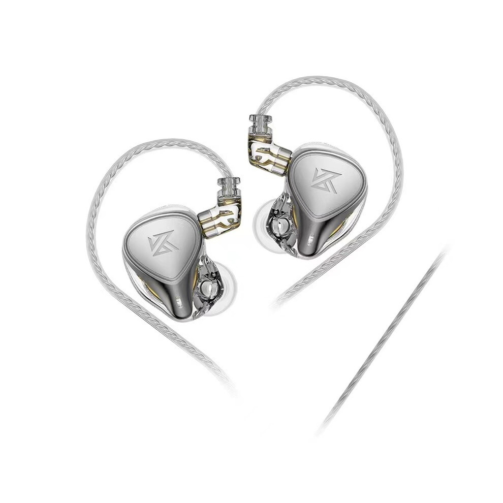 (, No Microphone)Kz Zex Pro In-Ear Hifi Headphone Electrostatic + Dynamic + Balanced Silver 9319708998412