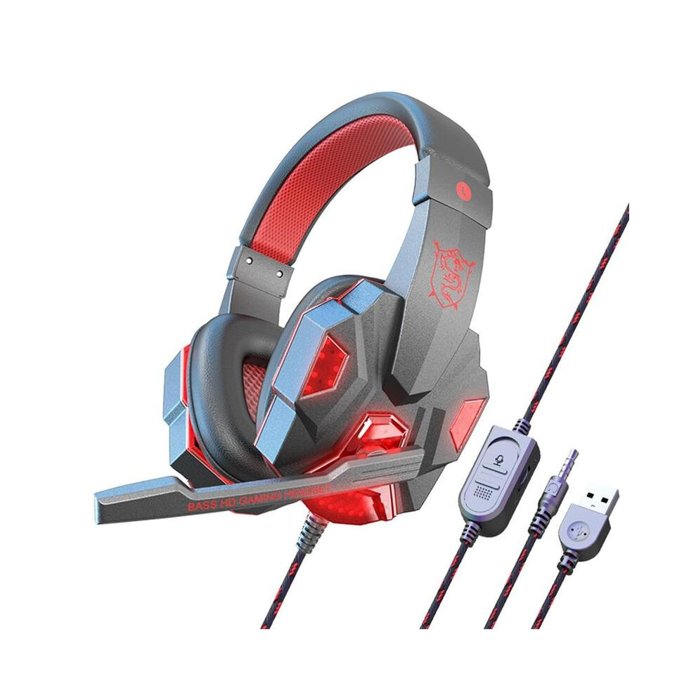 ( With Light) Gaming Headset Headphone Deep Bass Stereo Wi Gaming Headset For Ps4 Phone Red/Light 9319708998566